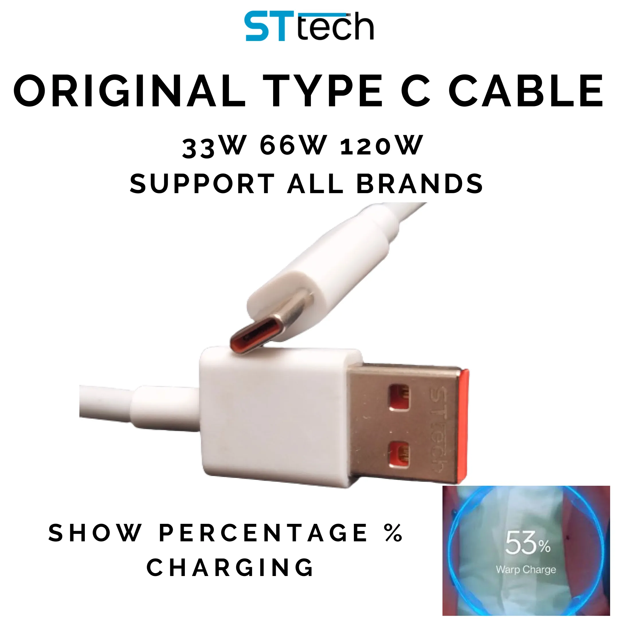 ST Tech Original Type C Fast Charging Data Cable Show Percentage ...