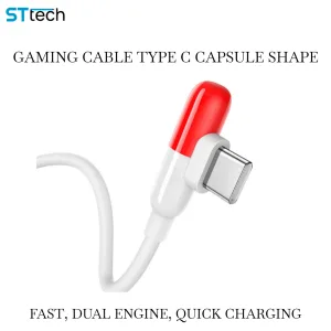 ST Tech Original Capsule Cable 100cm Elbow Flash Quick Charging Type C Line Best for Gaming