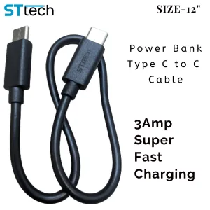ST Tech Type C to Type C (Both Ends are USB-C) Charge Cable Cord Wire for Power Bank