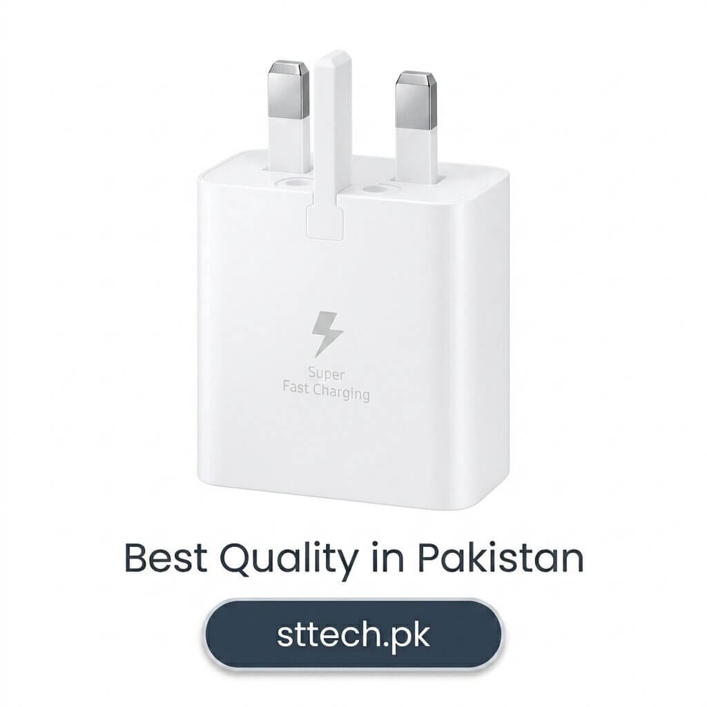 Samsung 45W Power Adapter Fast Charger Best Price in Pakistan by ST Tech (1) Samsung 45W Power Adapter Fast Charger (3-Pin, Made in Vietnam)