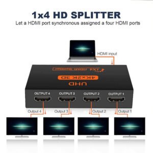 UHD 4K x 2K HDMI Splitter 1 in 4 Out – HDMI 1.4b 3D Video Splitter for HDTV, PS4, Xbox 360 and LED Displays – Metal Body