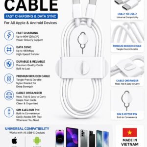 Original USB-C to USB-C Braided Cable for iPhone 17, 16, 15, 14 and All Brands