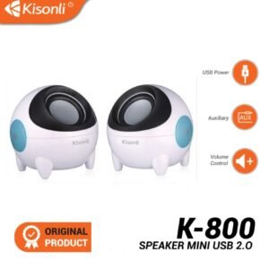 Kisonli K800 USB 2.0 Multimedia Mini Speakers – Compact Wired Desktop Speakers for PC, Laptop, and Smartphone